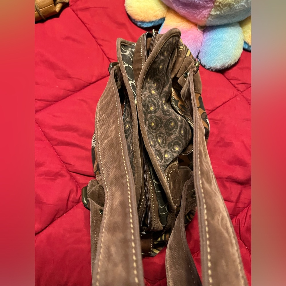 Guc Fossil Brown Floral/ Geometric Pattern Satche… - image 5